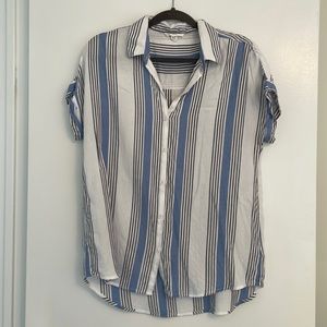 Short Sleeve Striped Button Down